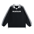 Level Striped Lapel Collar Sweatshirt