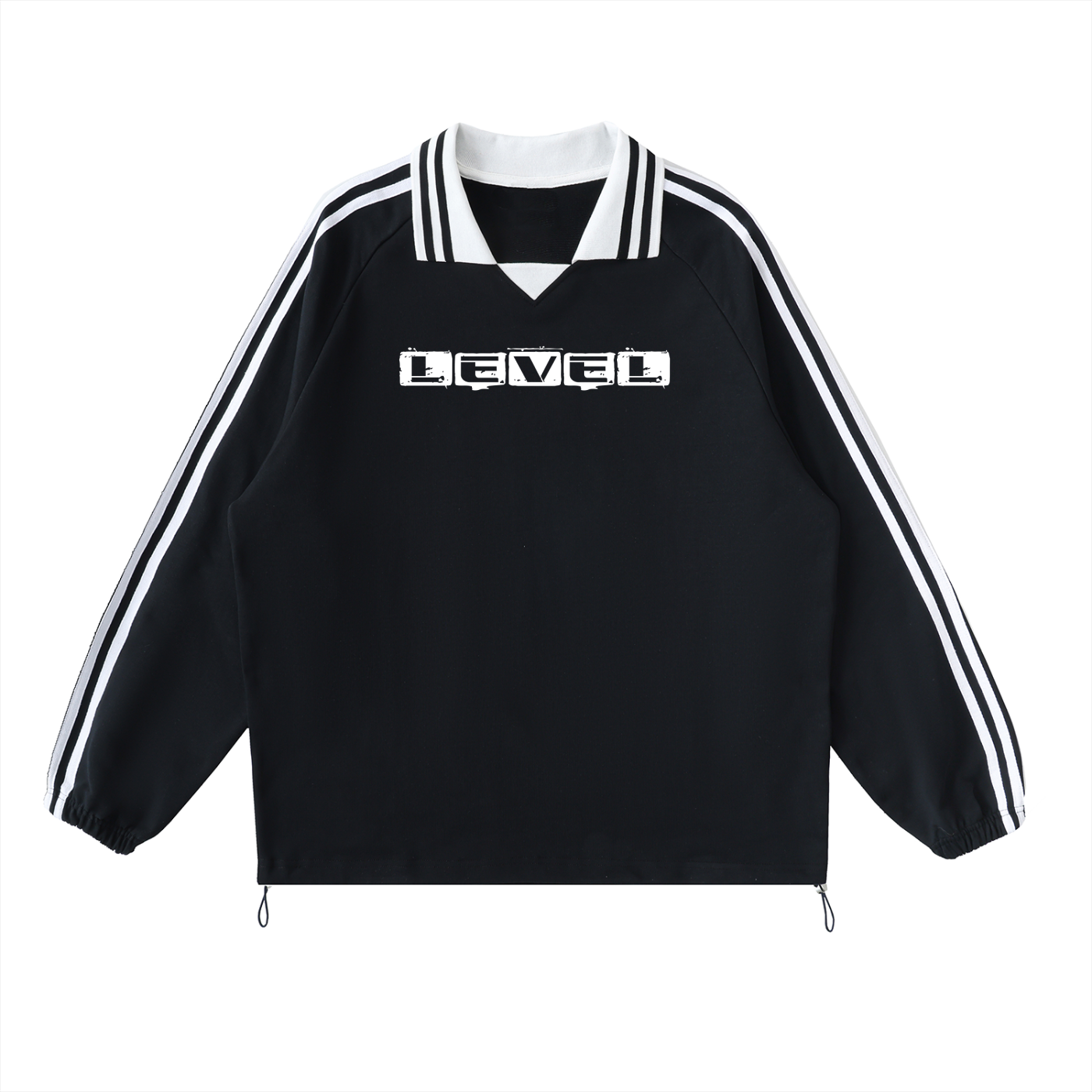 Level Striped Lapel Collar Sweatshirt
